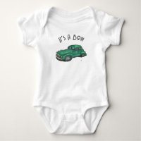 Baby shower for a boy, antique sedan