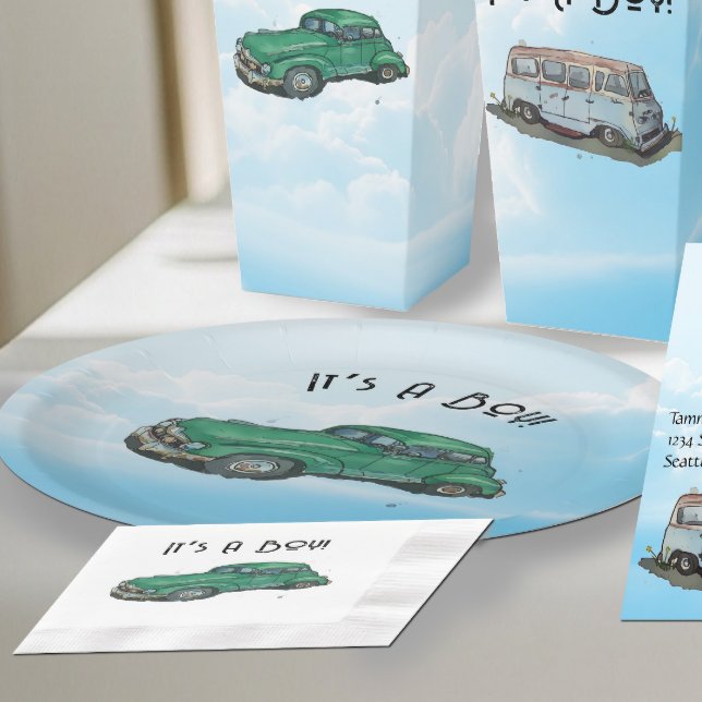 Baby shower for a boy, van paper plate (Creator Uploaded)