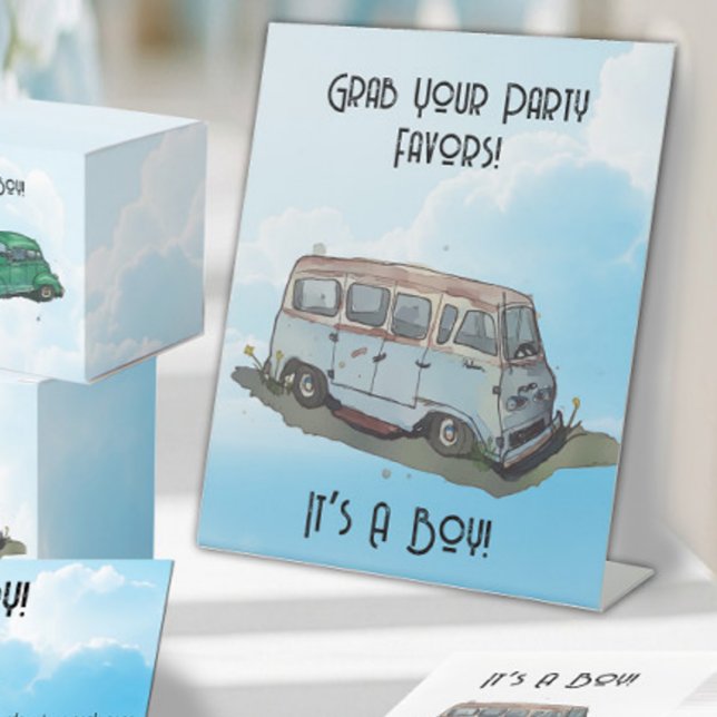 Baby shower for a boy, van pedestal sign (Creator Uploaded)
