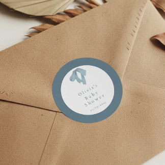 Baby Shower for Boy Blue Bow , Customizable  Classic Round Sticker