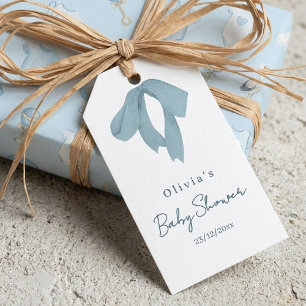 Baby Shower for Boy – Blue Bow , Customizable  Gift Tags