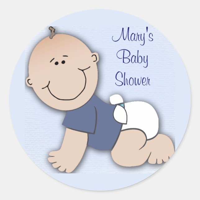 Baby shower for boy classic round sticker (Front)