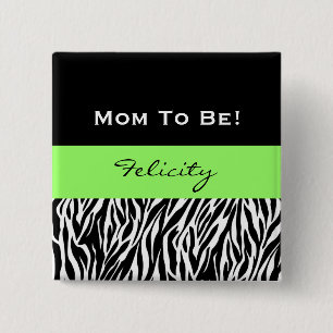 Baby Shower for Boy Modern Zebra Print V3 15 Cm Square Badge