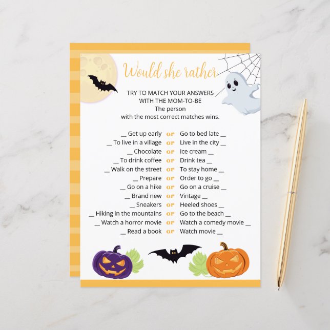 Baby shower for Little Boo Halloween Paper Sheeс (Front/Back In Situ)