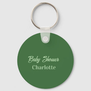 Baby shower forest green pastel name simpleminimal key ring