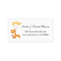 Baby shower fox animal return address label