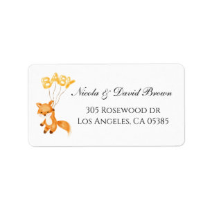 Baby shower fox animal return address label
