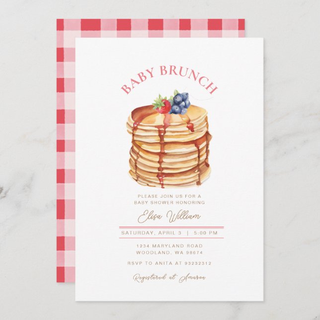  Baby Shower Fruit Pancake Brunch  Invitation (Front/Back)