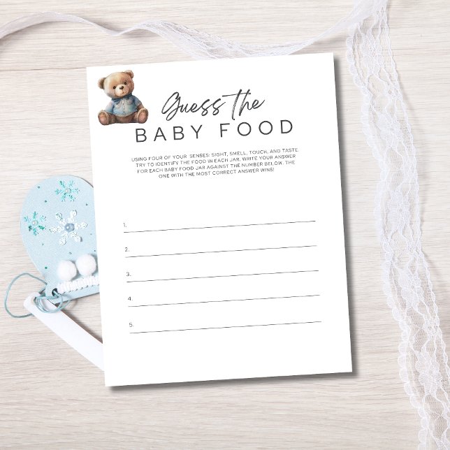 Baby Shower Game Baby Boy Guess the Baby Food Invitation (Baby Shower Game for Baby Boy Shower. Guess The Baby Food Game)