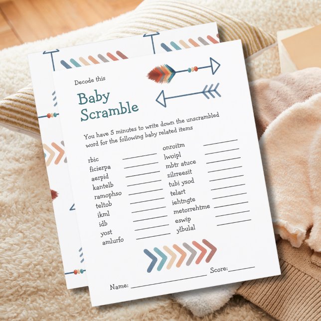 Baby Shower Game Baby Scramble Boho Arrows (Creator Uploaded)