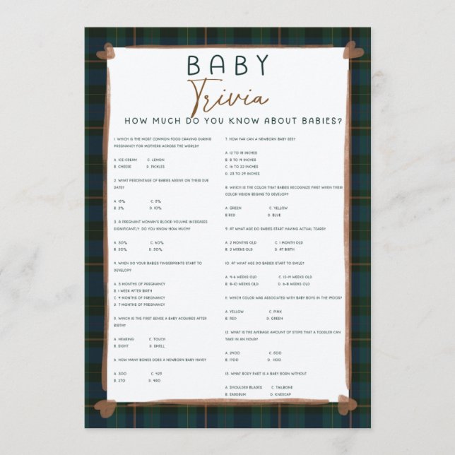 Baby Shower Game – Baby Trivia (Front)