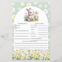 Baby Shower Game Bunny Gender Neutral Prediction