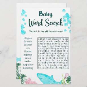 Baby Shower Game Card Word Search
