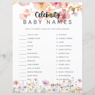Baby Shower Game Celebrity Baby Names Matching