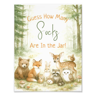Baby Shower Game Cute Woodland Baby Animals Photo Print