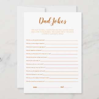 Baby Shower Game - Dad Jokes Thank You Card