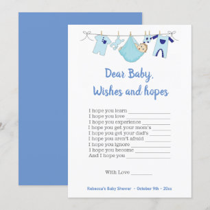 Baby shower Game Dear Baby Wishes and hopes Invitation