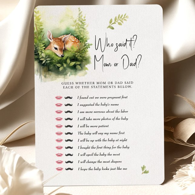 Baby Shower Game Deer Who Said It? Mum or Dad? Invitation (Creator Uploaded)