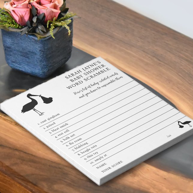 Baby Shower Game DIY Word Scramble Notepad (word scramble game notepad is the perfect way to keep your guests entertained)