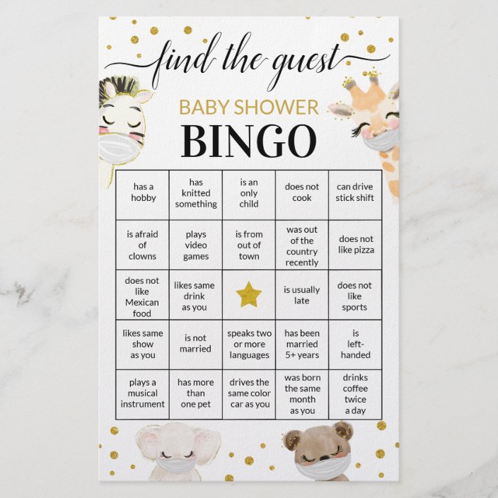 Baby Shower Game Find The Guest Bingo Card | Zazzle.co.uk