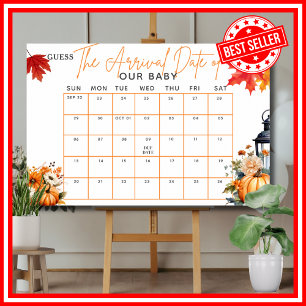 Baby Shower GAME Guess Due Date A Little Pumpkin Poster