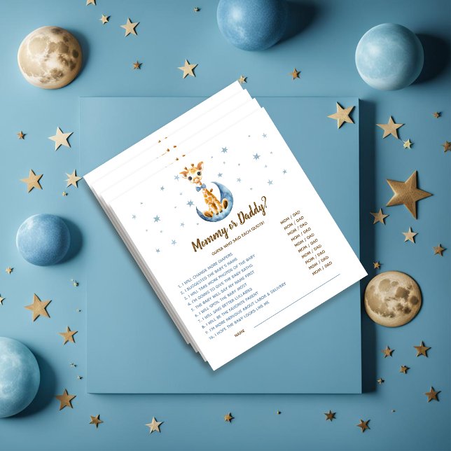 Baby Shower Game Guess Who Baby Boy Giraffe Notepad (Creator Uploaded)