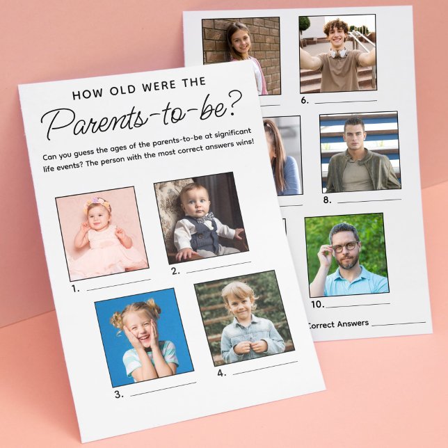 Baby Shower Game How Old Were Parents-To-Be Card (Creator Uploaded)