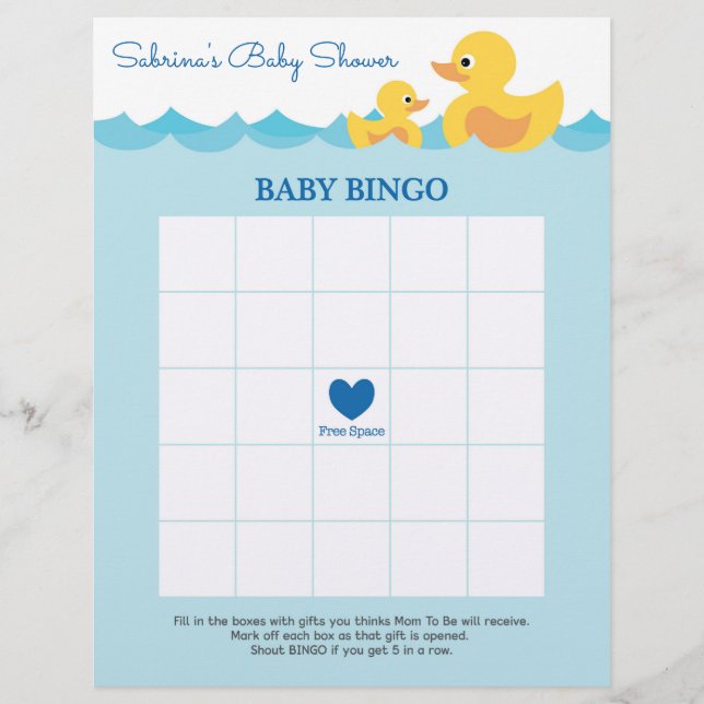 Baby Shower Game in Cute Rubber Duck Theme (Front)