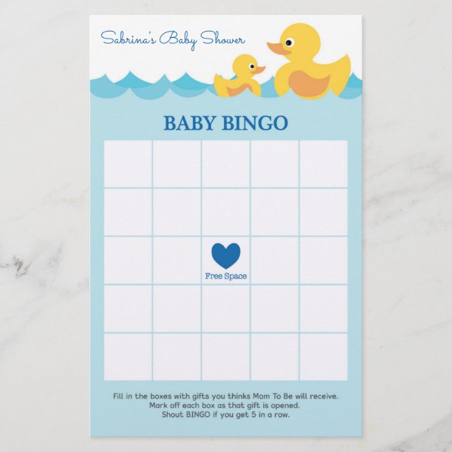 Baby Shower Game in Cute Rubber Duck Theme Flyer (Front)