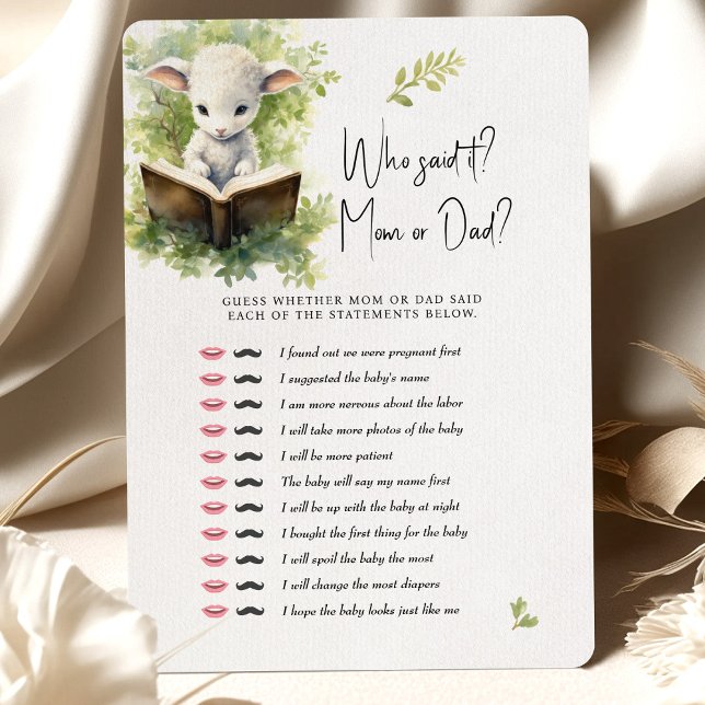 Baby Shower Game Lamb Who Said It? Mum or Dad? Invitation (Creator Uploaded)