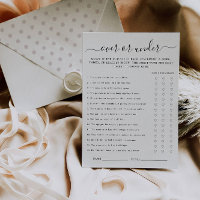 Baby Shower Game Over or Under | Baby Shower Game 