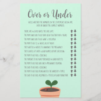 Baby Shower Game Over Or Under Flyer