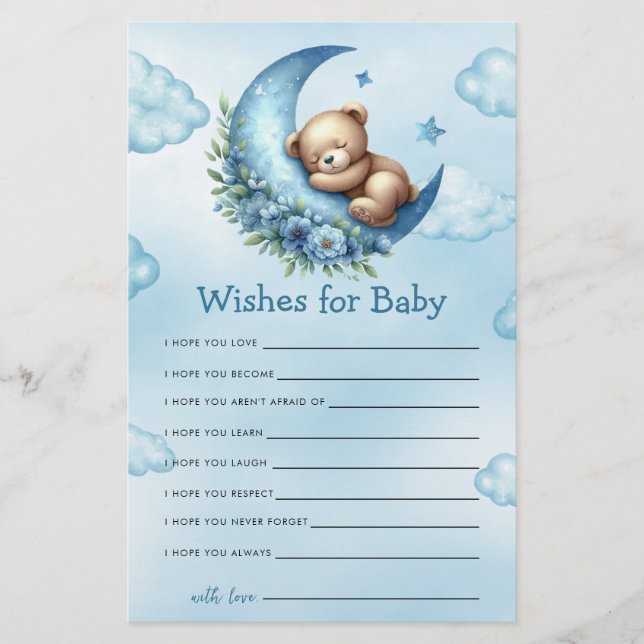 Baby Shower Game Over The Moon Wishes For (Front)