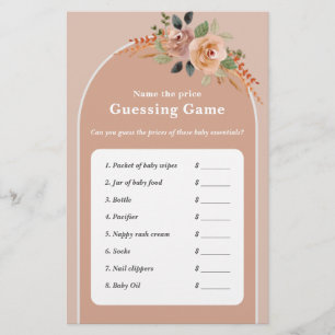Baby Shower game sheet guess price, Hello Baby
