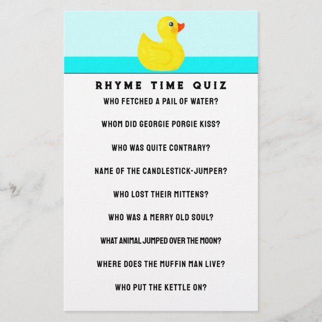 Baby Shower Game  Stationery (Front)