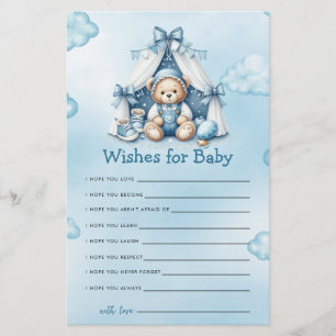 Baby Shower Game Teddy Bear In Tent Wishes For