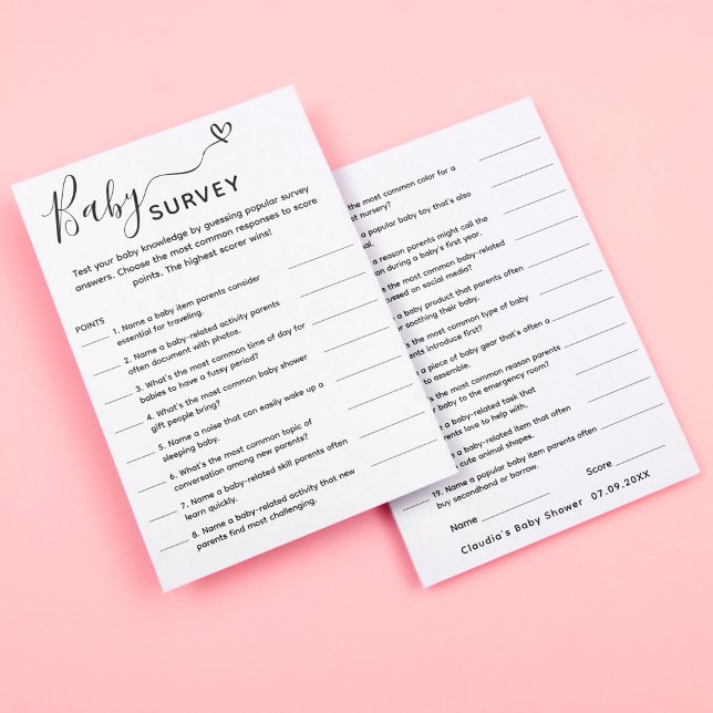 Baby Shower Game Trivia Survey Card (Creator Uploaded)