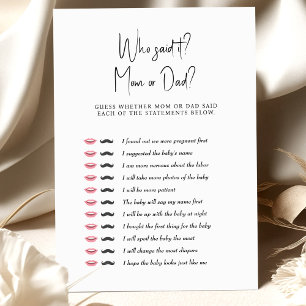 Baby Shower Game Who Said It? Mum or Dad?