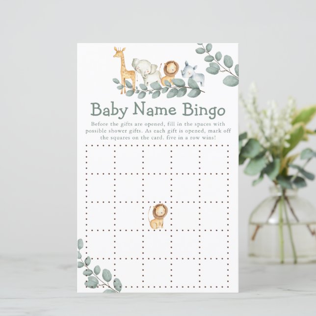 Baby Shower Game Wild One Bingo (Standing Front)