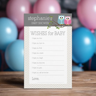 Baby Shower Game Wishes Advice Card