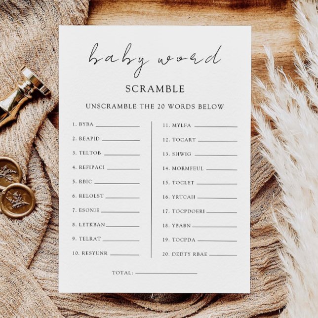 Baby shower game – Word scramble Invitation (Baby shower game – Word scramble Invitation)