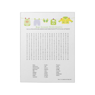 Baby Shower Game Word Search Notepad (Neutral)