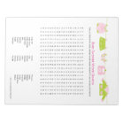 Baby Shower Game Word Search Notepad (Pink)