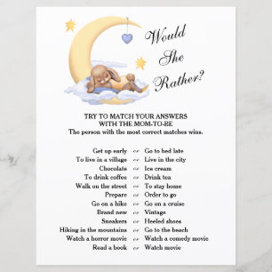 Baby shower game "Would she prefer?"