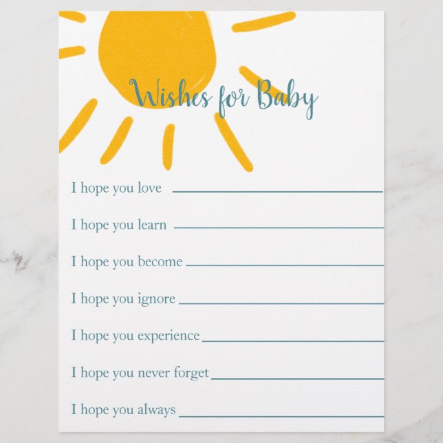 Baby Shower Games for here comes the son Flyer (Front)