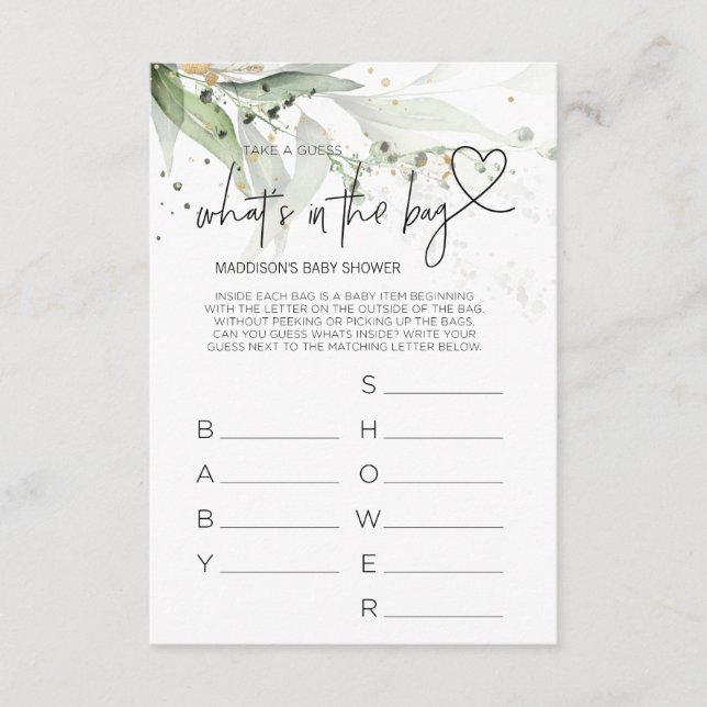 Baby Shower Games Gender Neutral Baby Shower Card (Front)