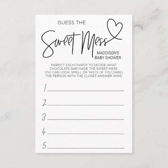 Baby Shower Game Guess the Mess Extra Answer Cards X 12