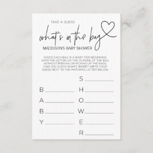 Baby Shower Games Guess Whats In The Bag Game Card