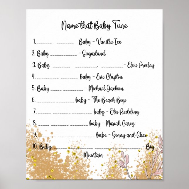 Baby Shower Games Poster (Front)