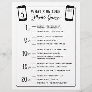 Baby Shower Games What's on your phone Game Flyer